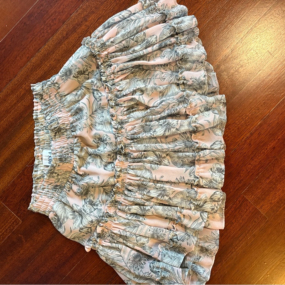 Misa Los Angeles Floral Mini Skirt in Pink and Gray